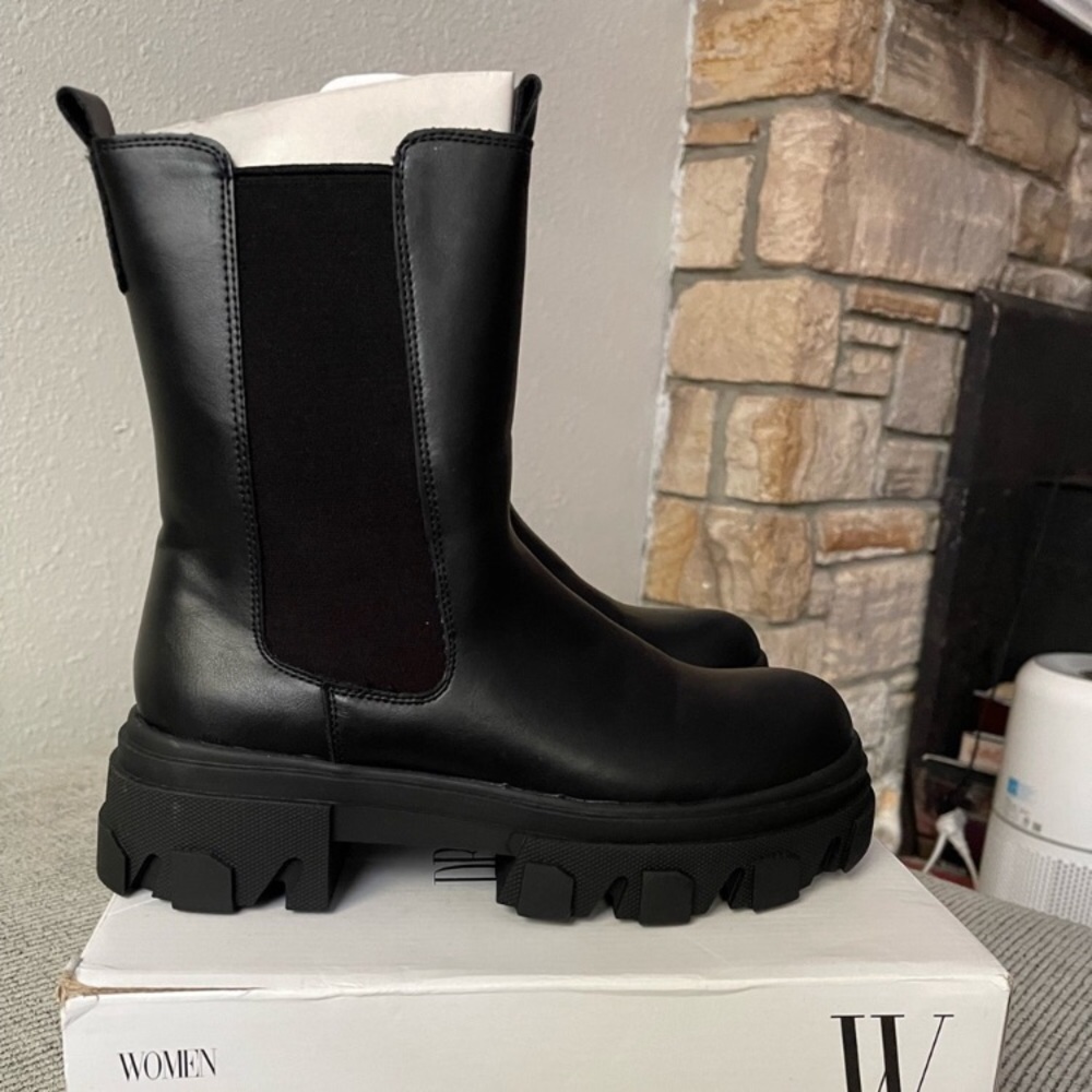 Black lug style boots